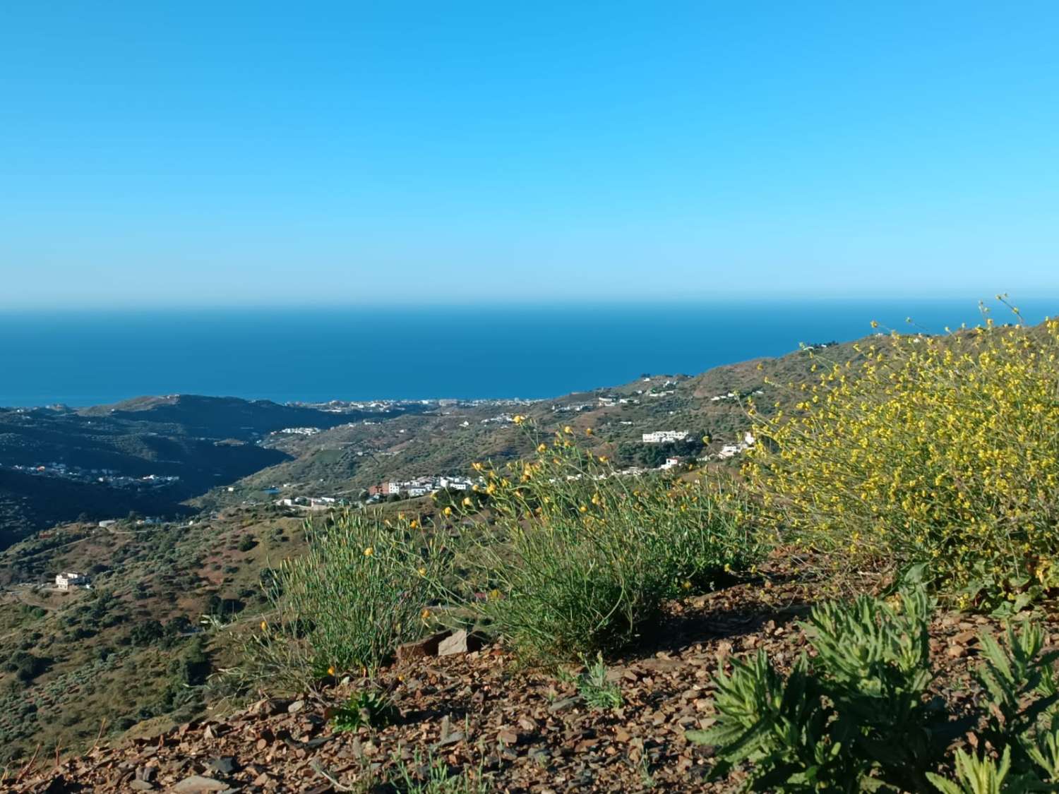Tomt i Moclinejo med utsikt över havet och vattnet